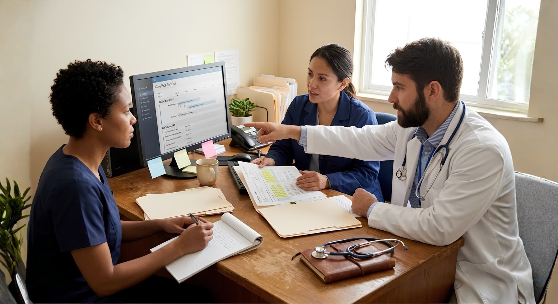 A clinical team reviewing patient outcome data together