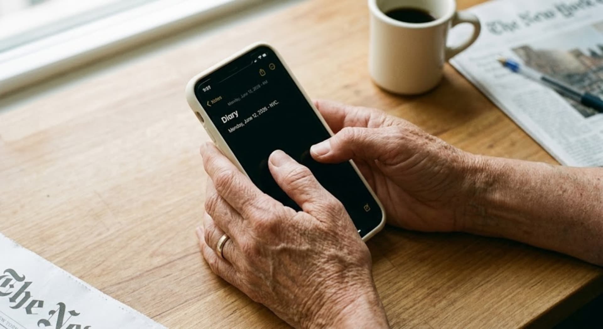 A patient logging headache data on a phone
